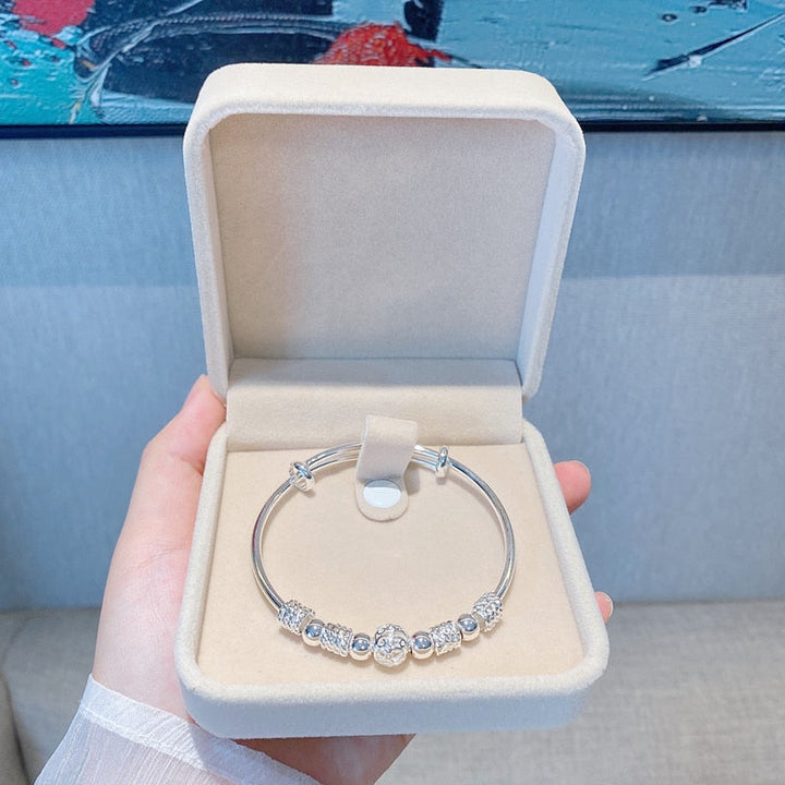 Vielseitiges Damen 925 Silber Armband mit Glücksperlen. Klassisches Design, perfekt für jeden Anlass als Geschenk.