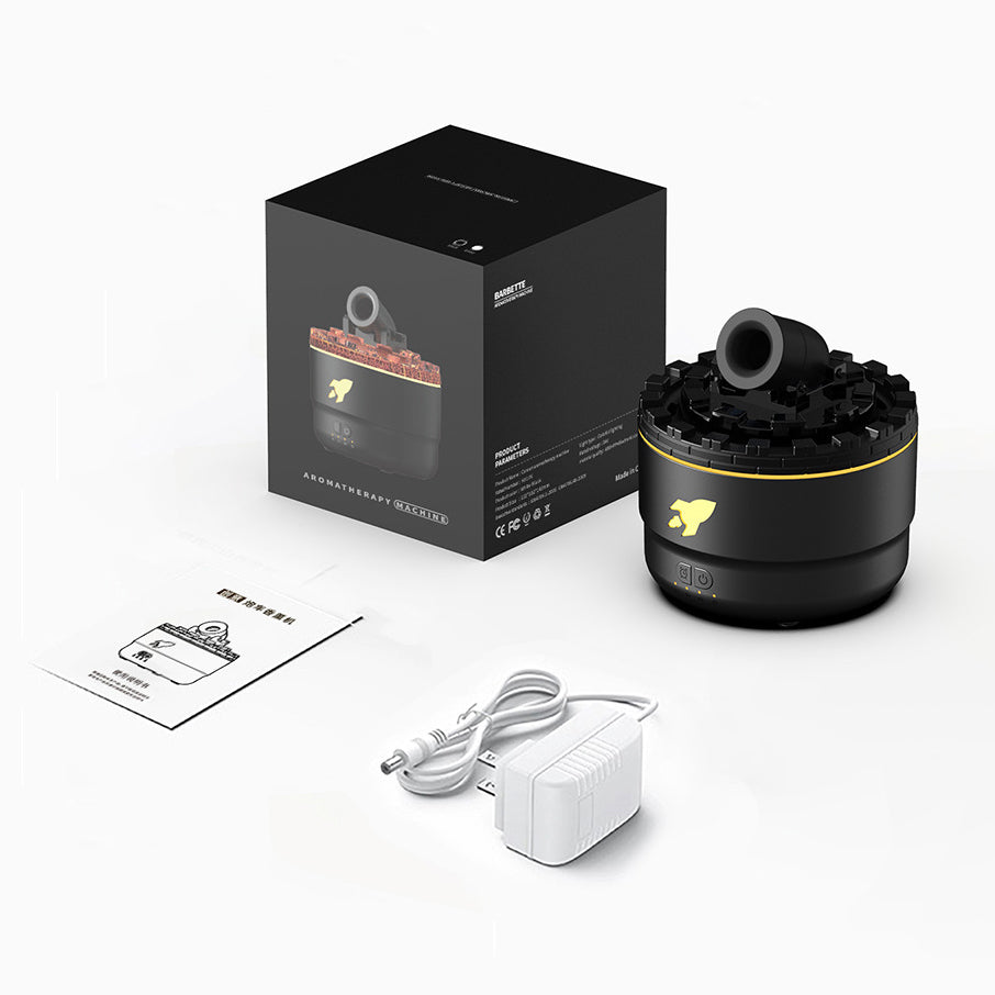 Stylischer Aroma Diffuser mit warmem Flammen-Effekt-Licht, integrierter Luftbefeuchter & Nachtlicht für Zuhause.