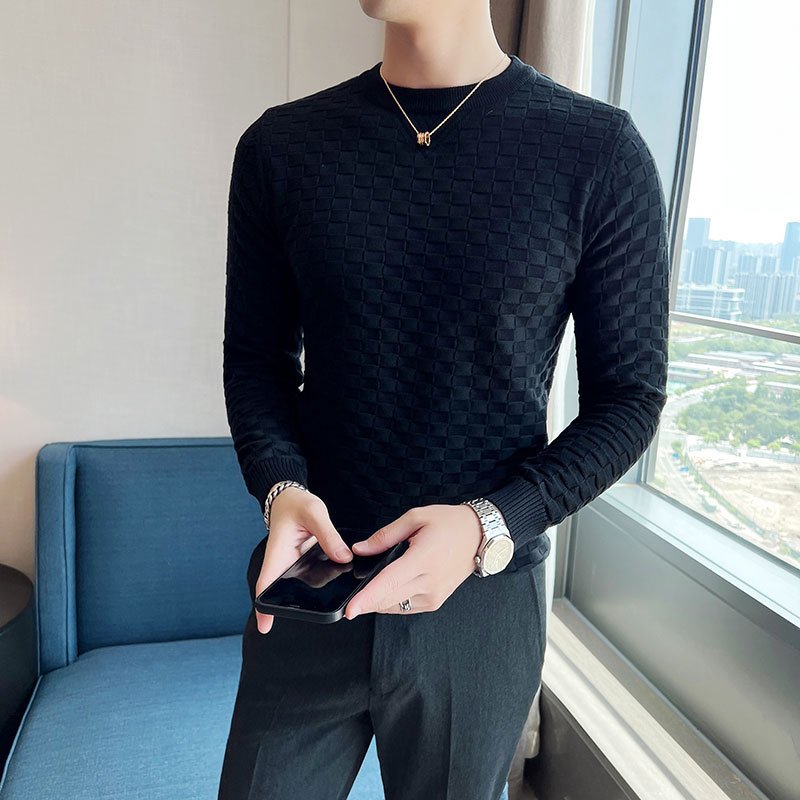 Komfortabler Herren Strickpullover mit Karomuster, langlebiges Oberteil, perfekt für kühlere Tage.