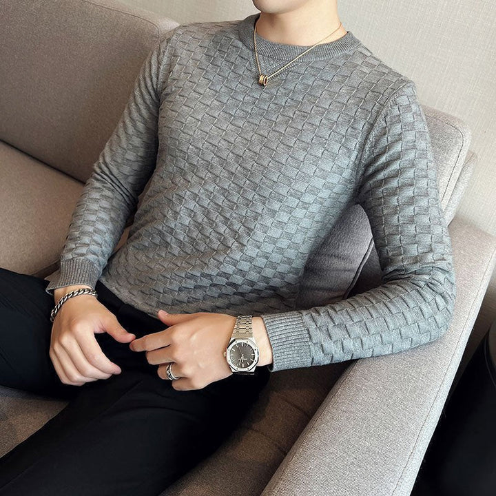 Herren Karierter Pullover, weicher Strickpullover mit Langarm, ideal für Herbst & Wintertage.