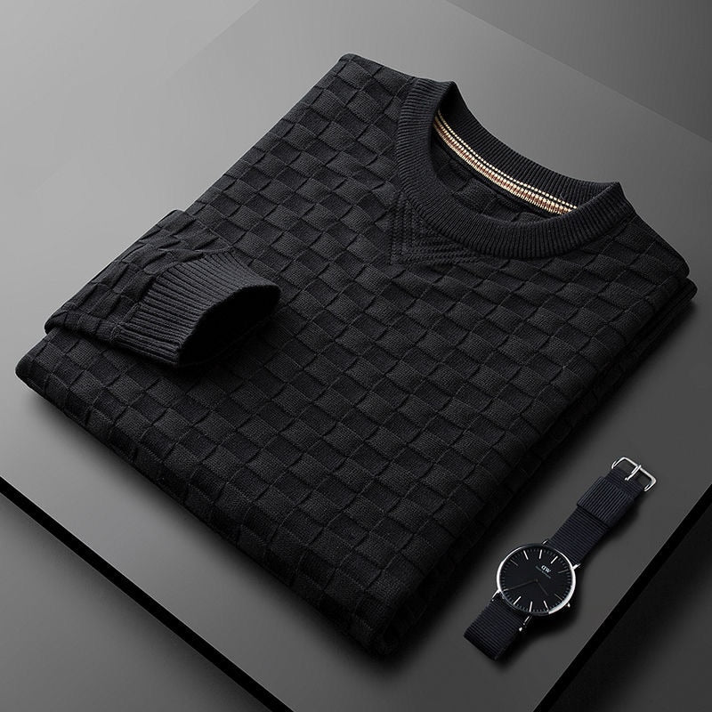 Modischer Herren Karierter Pullover, Feinstrick, Langarm, klassisches Design, perfekt für kühle Tage.