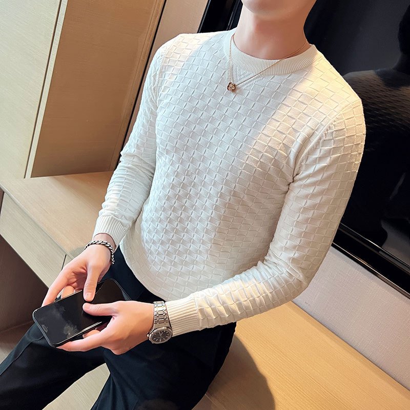 Hochwertiger Herren Karierter Pullover, Langarm, für Business Casual oder entspannte Herbsttage.