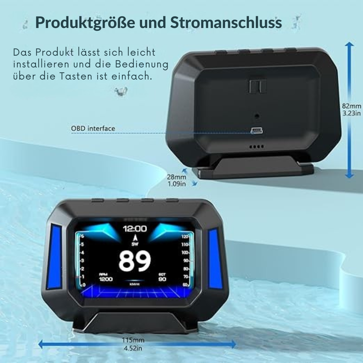 HUD für Autos: Geschw. & Navi-Infos. Steigert Fahrsicherheit, reduziert Ablenkung. Modernes Fahrzeugzubehör.