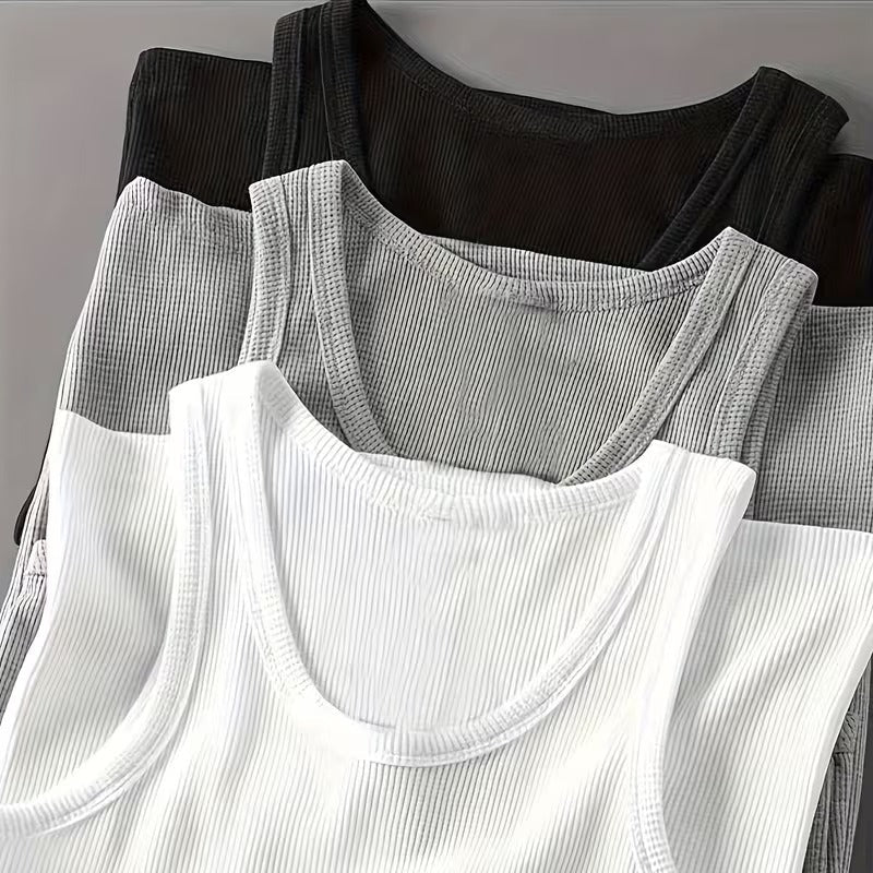 Herren Ripp-Tanktop Set, sportliches Muskelshirt für Fitness & Freizeit, klassisches Design, Activewear Sommer.
