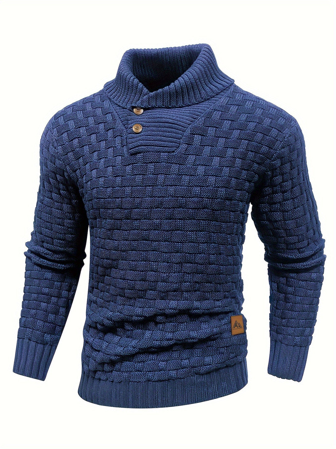 Warmer Herren Schalkragen Pullover. Waffelstruktur für stilvolle Männer Mode.