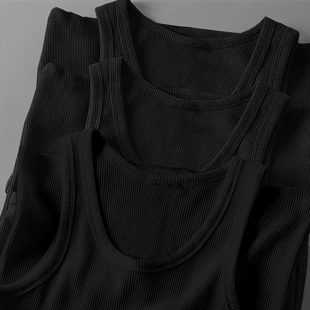 Gefaltetes Herren Ripp-Tanktop Set, Basic Activewear für Gym, Sport & Freizeitgarderobe.