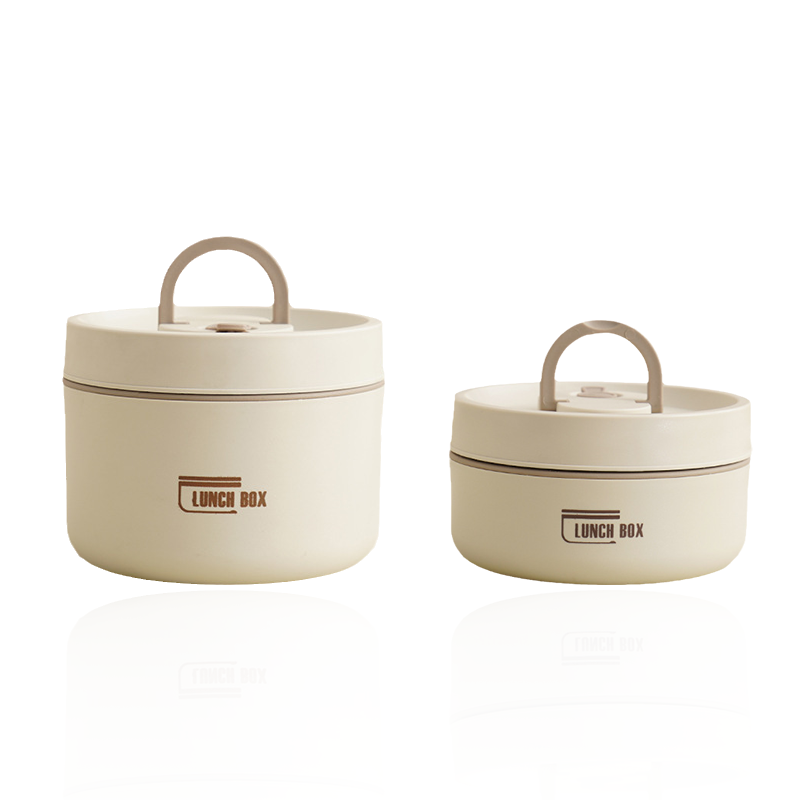 Warme Speisen überall: Isolierte Edelstahl-Lunchbox mit Tragegriff und passender Tragetasche.