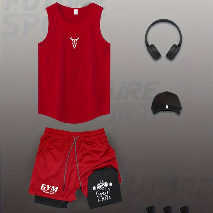 Komfortables Herren Trainingsoutfit: Leichtes Tanktop und funktionale Shorts für Sport und Fitness.