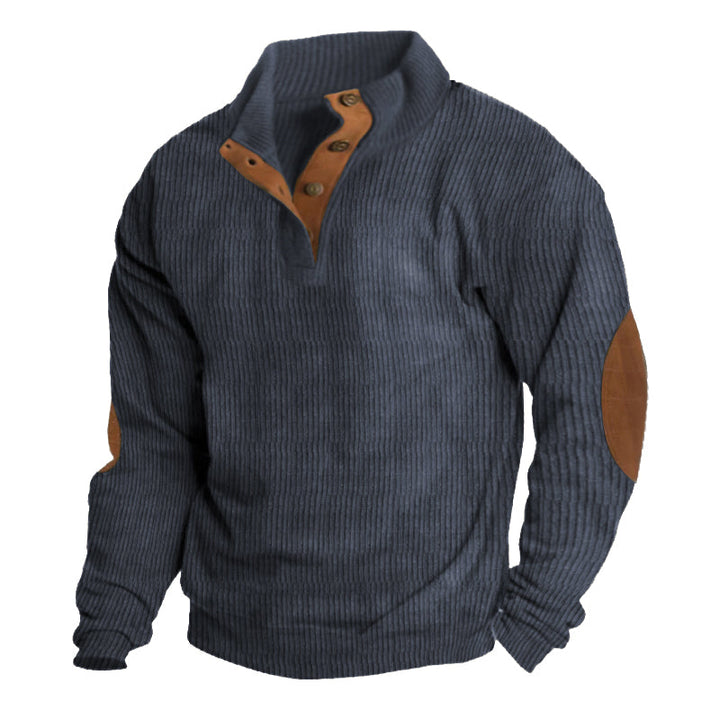 Eleganter Herren Strickpullover mit Knopfleiste, gerippt. Vielseitiger Unisex Pullover für Herbst- & Wintermode.