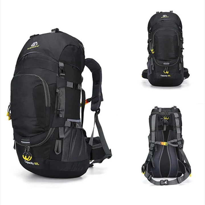 Großer 60 Liter wasserdichter Rucksack, unisex, ideal für ausgedehnte Wanderungen und Reisen bei Regen.