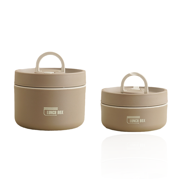 Isolier-Essensbox aus robustem Edelstahl, mit Tragehenkel & passender Tasche für Arbeit und Ausflüge.
