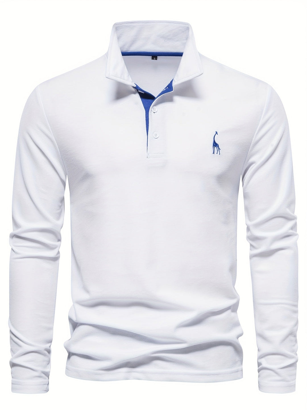 Detailansicht des Kragens eines bequemen Herren Langarm Poloshirts, hochwertige Verarbeitung und Material.