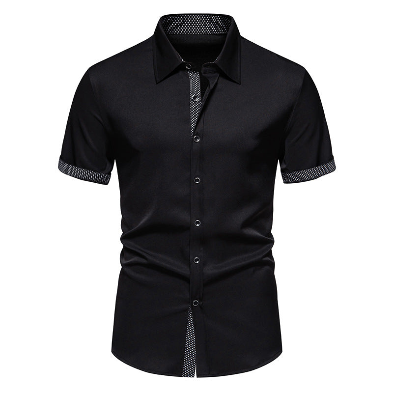 Modernes Herren Polka-Dot Freizeithemd, kurzärmlig. Leichtes Sommerhemd mit Kentkragen für stilvollen Casual-Look.