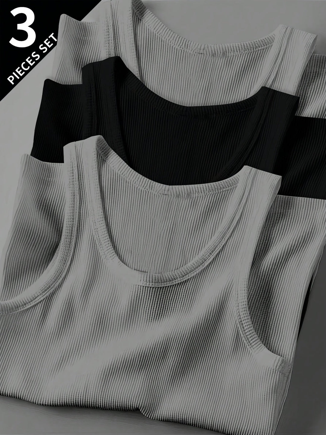 Herren Sport-Tanktop Set, Ripp-Design, klassischer Schnitt, optimal für Training & Freizeit.
