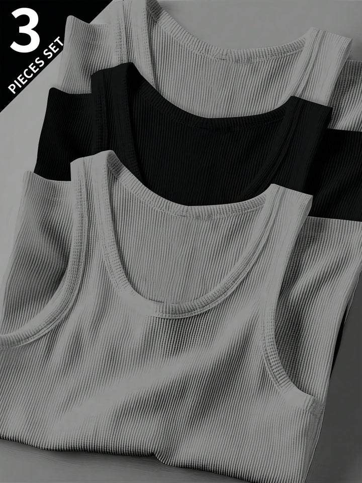 Herren Sport-Tanktop Set, Ripp-Design, klassischer Schnitt, optimal für Training & Freizeit.