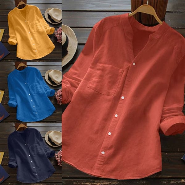 Damen Leinen Langarmhemd Isla, locker geschnitten, elegant & komfortabel für Freizeit & Business Casual.