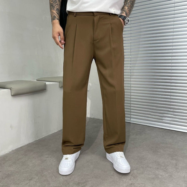 Herren Wide-Leg Hose in Schwarz, lässig elegant für Business & Freizeit, komfortabler Relaxed Fit.