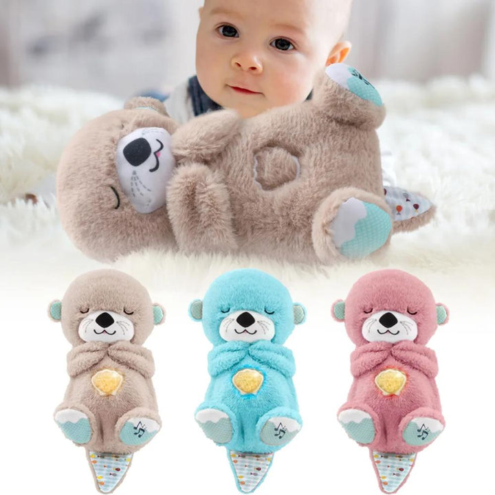 Süßer, atmender Plüsch-Otter simuliert Atem für Babys. Beruhigungsspielzeug mit Sound, Licht & Kuschelfaktor.