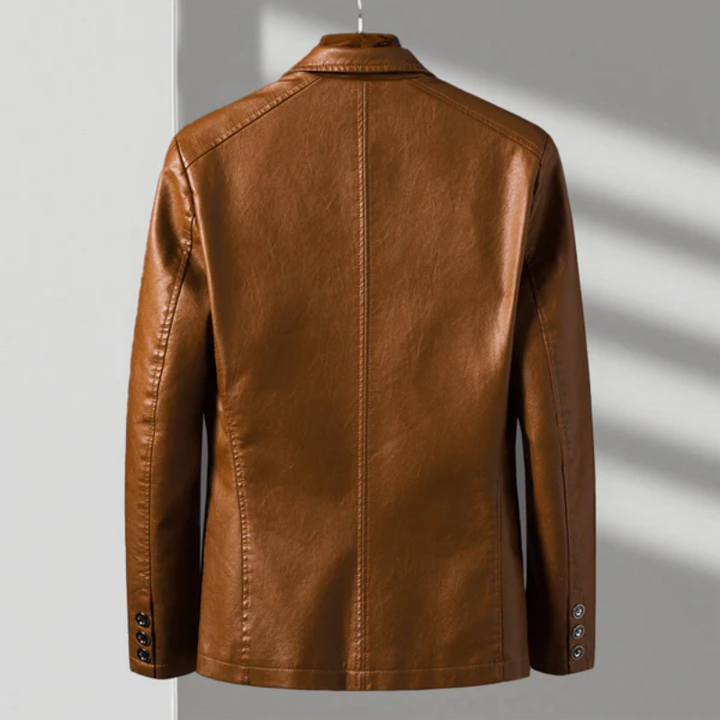 Detaillierter Blick auf die Vintage Herrenjacke. Hochwertiger Stoff und elegante Verarbeitung für zeitlosen Stil.