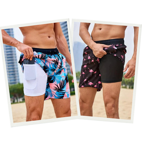Vielseitige Herren Schwimmhose mit Handytasche; perfekt für Strand, Pool & Sommeraktivitäten.