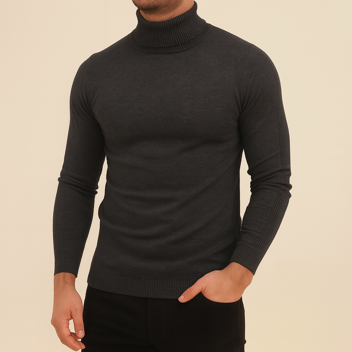 Moderner Herren Slim Fit Rollkragenpullover, ideal für Business & casual Freizeitoutfits.