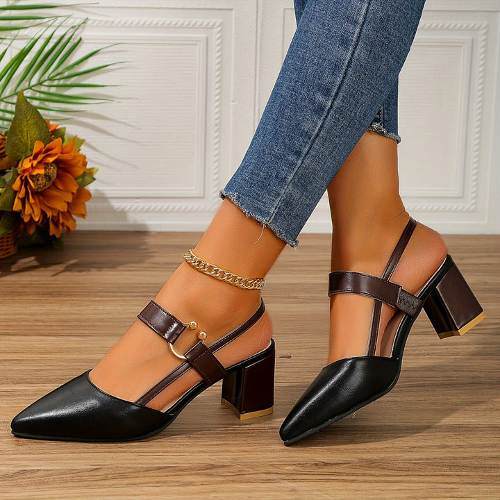 Schicke Damen Slingback Heels mit eleganten Spitzzehen und komfortablem Blockabsatz für stilvolle Auftritte.
