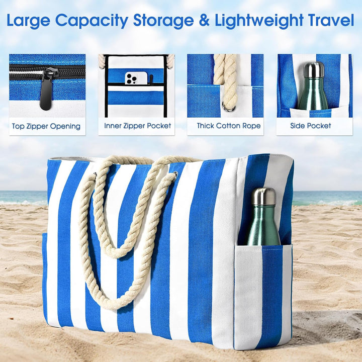Praktische Oversized Strandtasche für Damen, sandabweisend & wasserdicht, für entspannte Tage am Meer. Mehrfarbig.