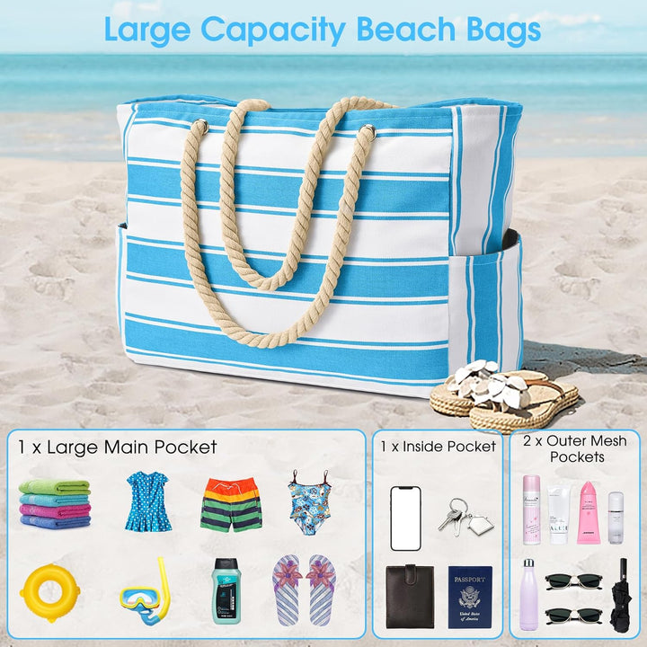 Faltbare Damen Strandtasche, platzsparend zu verstauen, wasserdicht & sanddicht. Ideal für Sommerurlaub & Reisen.