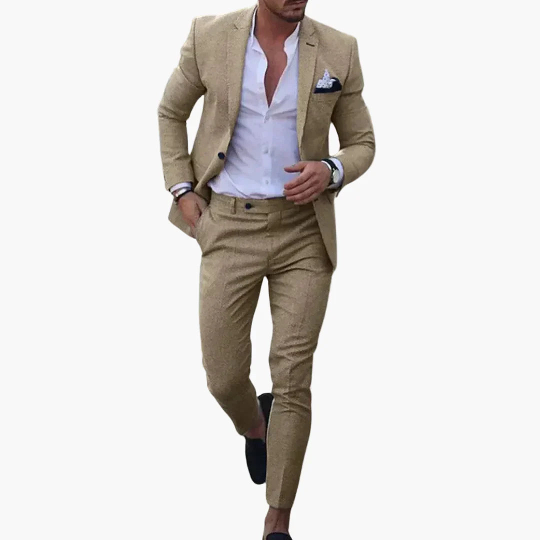 Vielseitiger Herrenanzug Slim Fit, geeignet als Business-, Freizeit- oder Hochzeitsanzug.