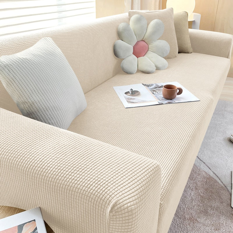 Elegante Sofahusse in Dunkelgrün. Dehnbarer Couchbezug für luxuriöses Interieur & umfassenden Schutz.