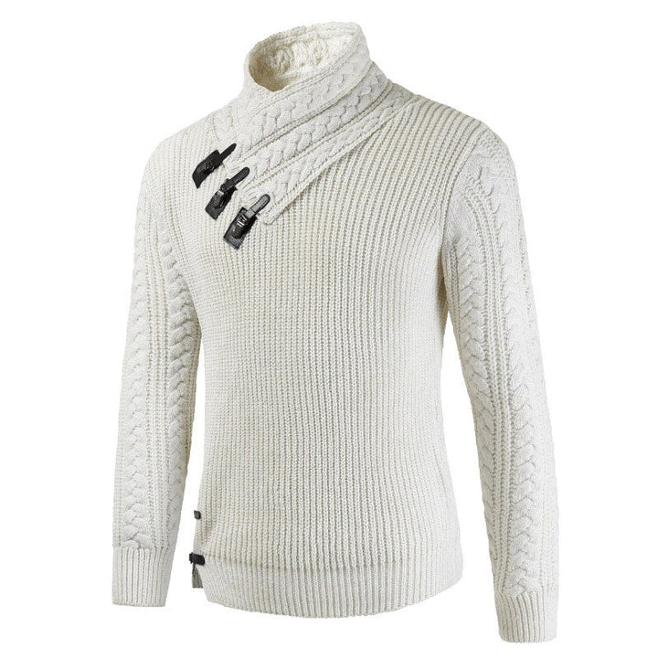 Warmer Herren Pullover aus feiner Strickware in Beige. Komfortables Winteroberteil für kalte Tage, perfekt für Männer.
