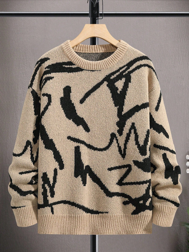 Moderner Herrenpullover mit auffälligem Winterprint. Gemütlich, stilvoll und perfekt für die kalte Zeit.