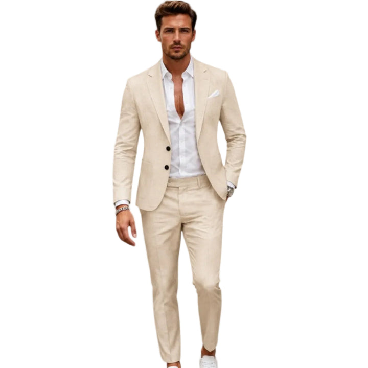 Stilvoller Herren Slim-Fit Hochzeitsanzug. Moderner Zweiteiler für den Bräutigam oder Gäste.