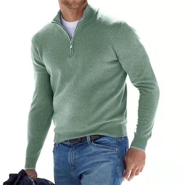 Vielseitiger Herren Freizeit Pullover V-Ausschnitt mit Reißverschluss, passt perfekt zu jeder Alltagskleidung.