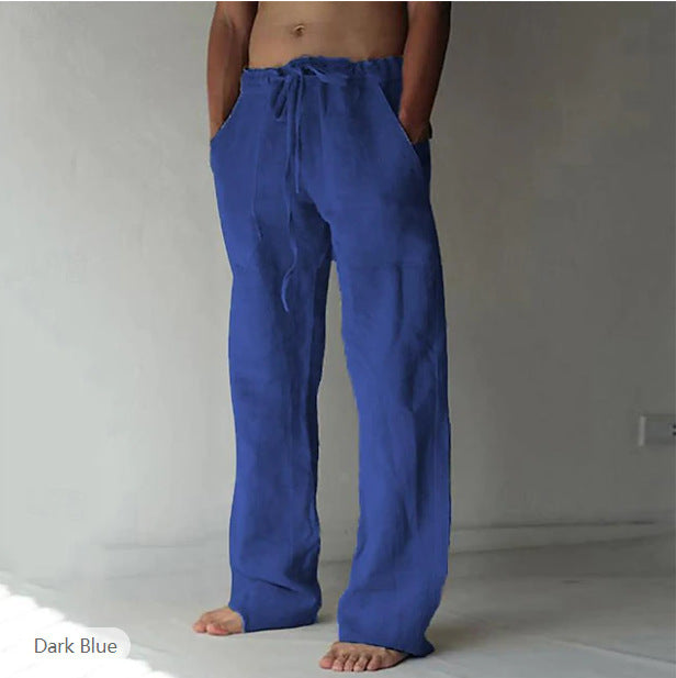 Schwarze Herren-Freizeithose, Kordelzug detail. Bequem und stilvoll für Männer.