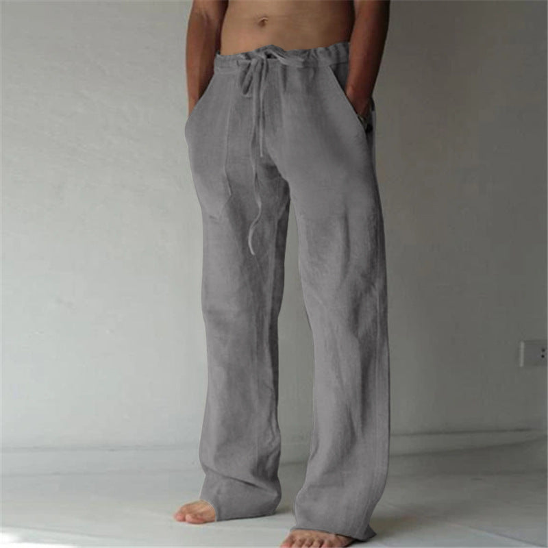 Marineblaue locker-fallende Herren-Freizeithose mit Kordelzug, ideal für entspannte Tage.