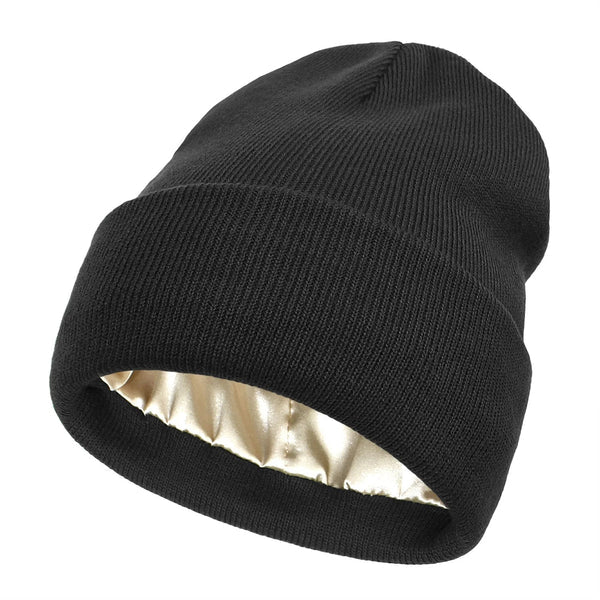 Atmungsaktive Damen Beanie aus Wolle mit luxuriösem Seidenfutter für geschmeidiges, frizz-freies Haar.