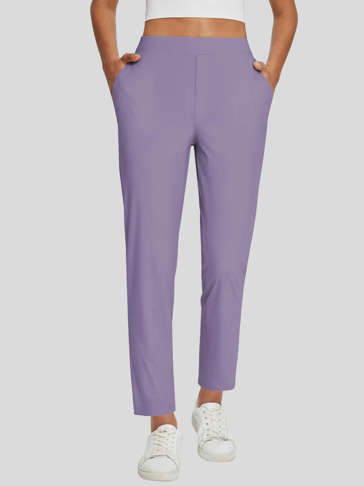 Atmungsaktive Damen Sommerhose, Leinen, High-Rise, UPF 50+ Schutz, mit Seitentaschen.