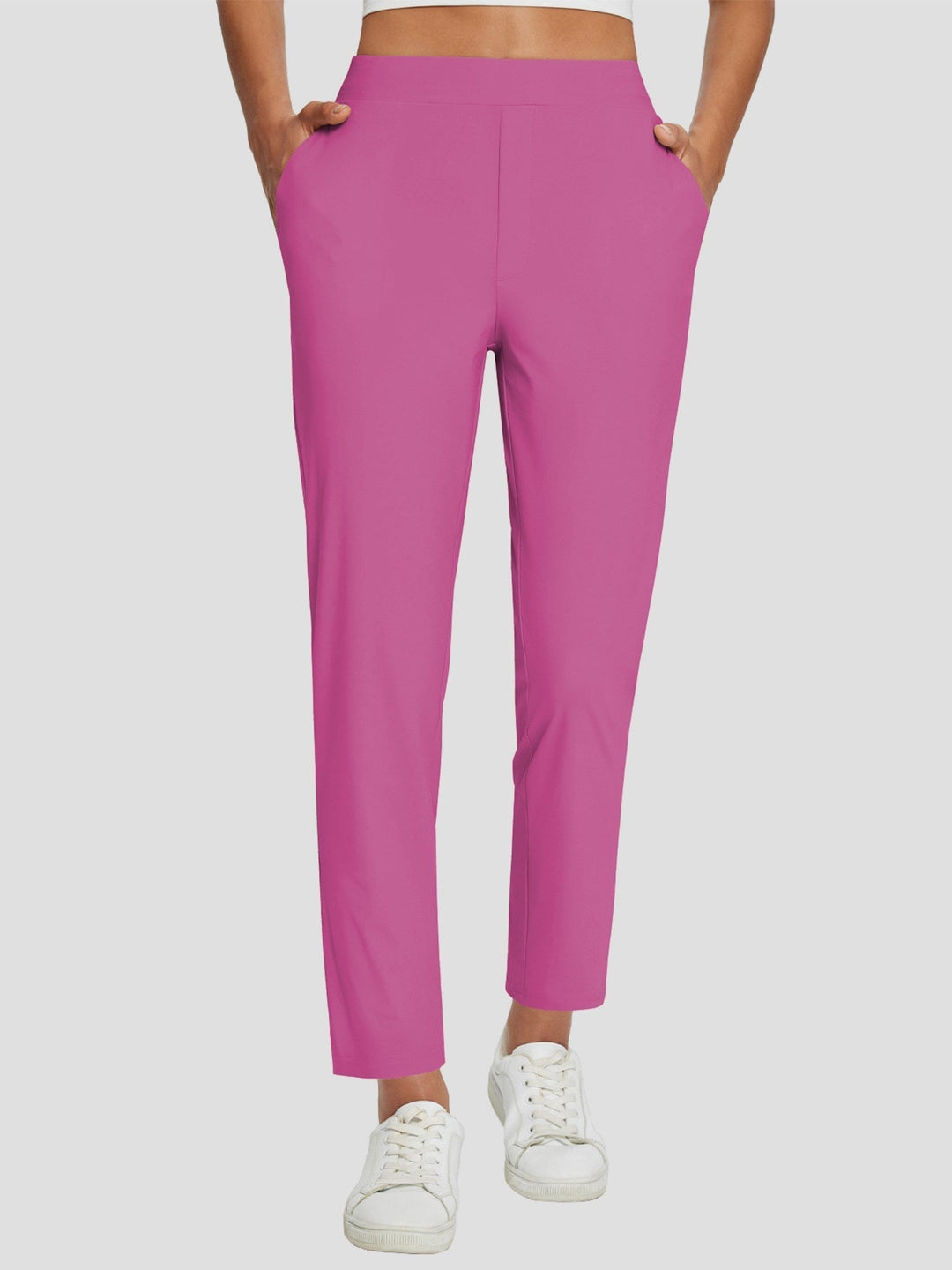 Trendige High-Rise Damenhose aus Leinen, UPF 50+ Schutz, komfortabel & mit seitlichen Taschen, beige.