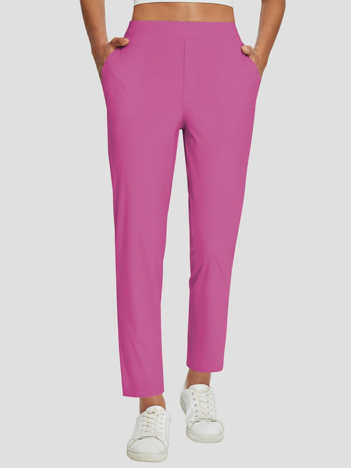 Trendige High-Rise Damenhose aus Leinen, UPF 50+ Schutz, komfortabel & mit seitlichen Taschen, beige.