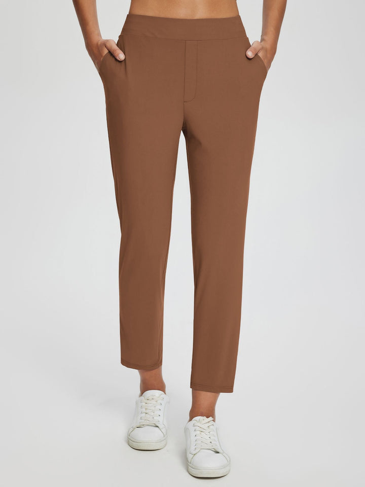 Bequeme Damen Leinenhose mit hohem Bund, UPF 50+ Schutz vor Sonne, ideal für Freizeit & Reisen, schwarz.