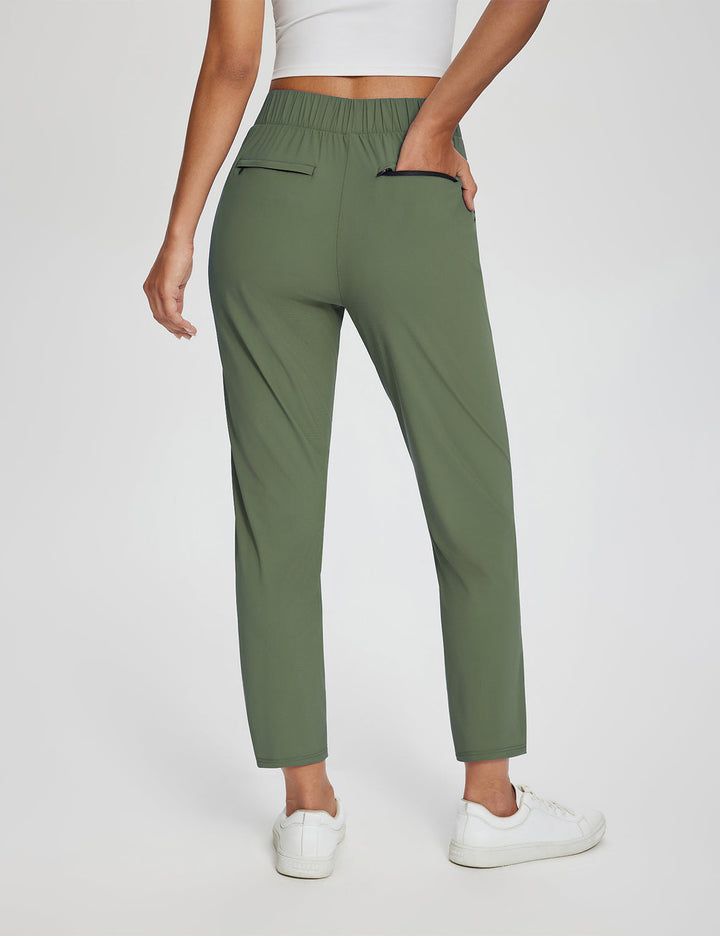 Damen Leinenhose mit hohem Bund, UPF 50+ Sonnenschutz & praktischen Seitentaschen, ideal für Outdoor.