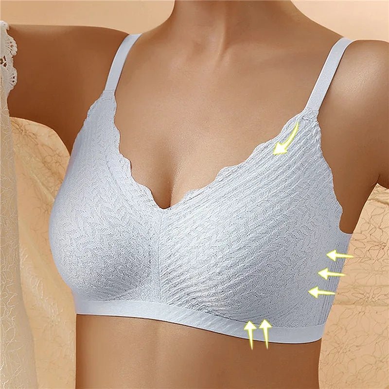 Nahtloser Damen Push-up BH ohne Bügel mit praktischem Frontverschluss.