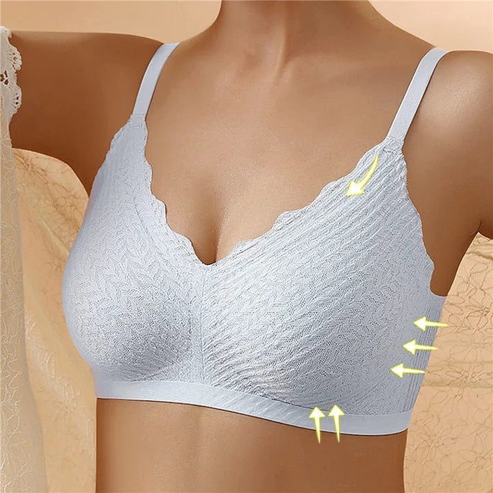 Nahtloser Damen Push-up BH ohne Bügel mit praktischem Frontverschluss.