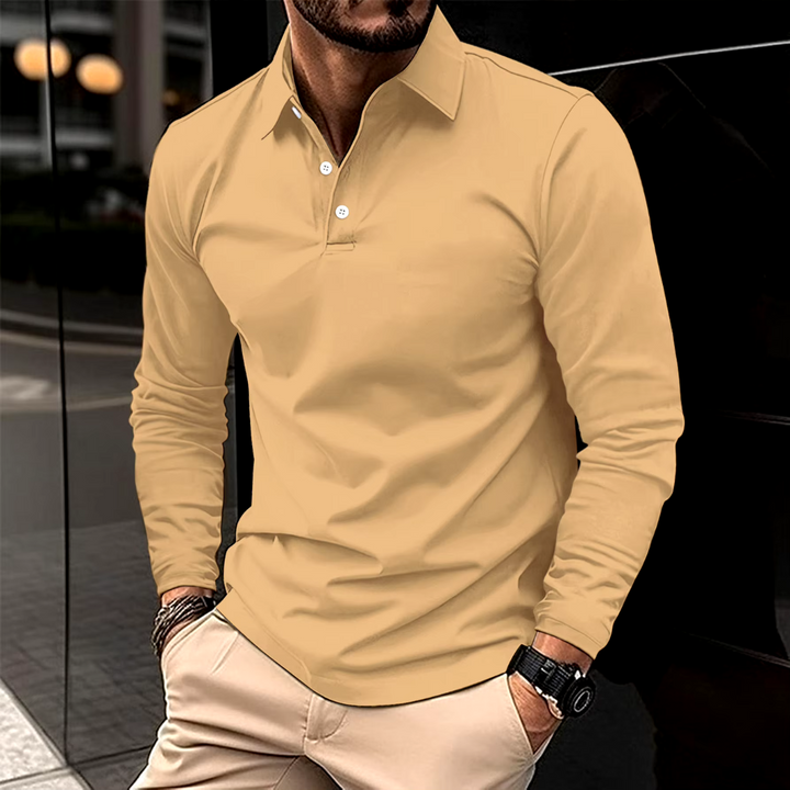 Vielseitiges Herren Langarm-Poloshirt in klassischem Design, ideal für Alltag & Büro.