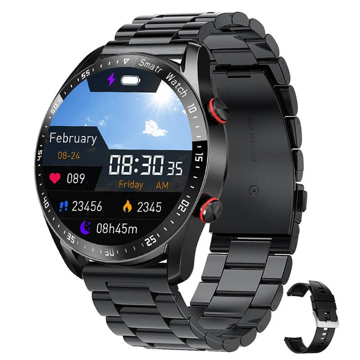 Wasserdichte Unisex Sportuhr mit Bluetooth Anruffunktion, Benachrichtigungen und Musiksteuerung.