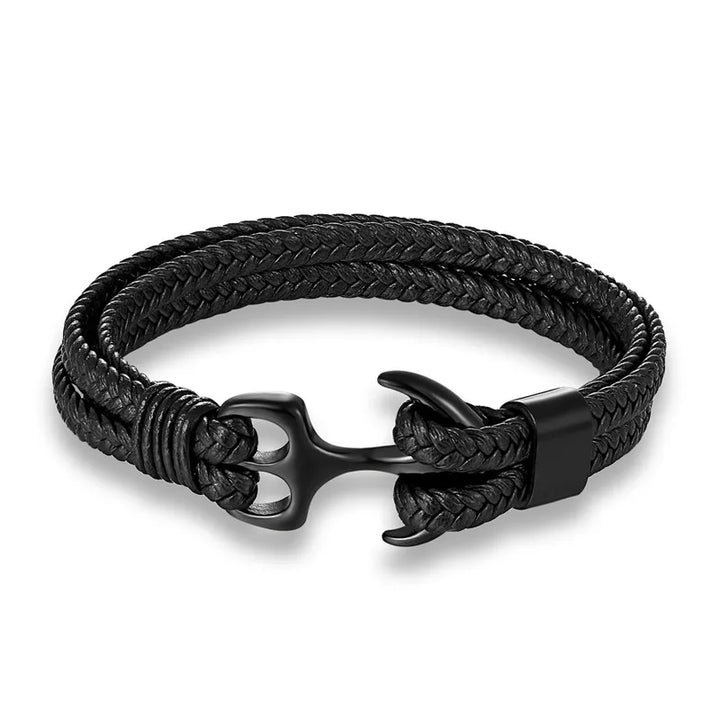 Silbernes Anker-Armband für Damen & Herren, mehrschichtiges Design. Modernes maritimes Geschenk-Accessoire.