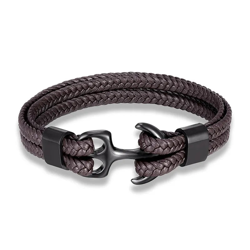 Rotes maritimes Anker-Armband, mehrschichtiges Design. Stylisches Accessoire & Geschenk für Damen & Herren.