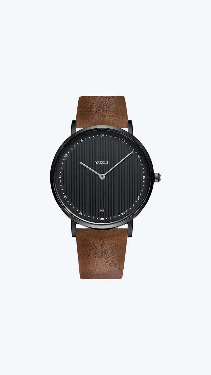 Herrenuhr mit Lederarmband, ideal kombiniert mit weiteren stilvollen Herrenaccessoires.