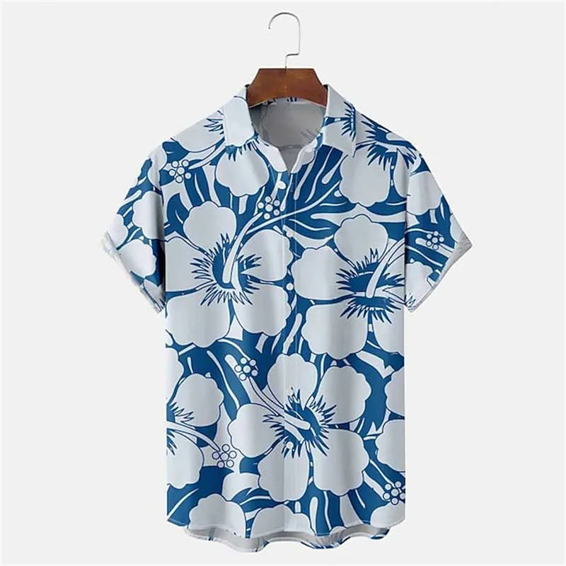 Bequemes Herren Hawaii Hemd in Übergröße mit lebhaftem Sommer-Print, ideal für Urlaub.